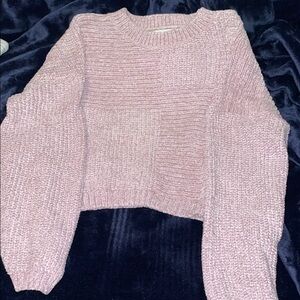 Pink Rose Textured Pink Crew Neck Sweater